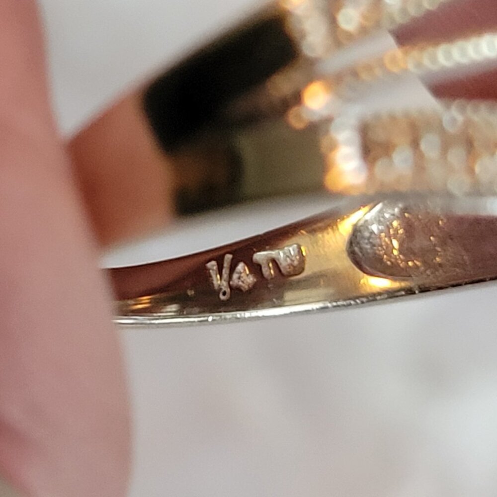 White Gold Diamond Ring Sz 7 - Picture 6 of 9
